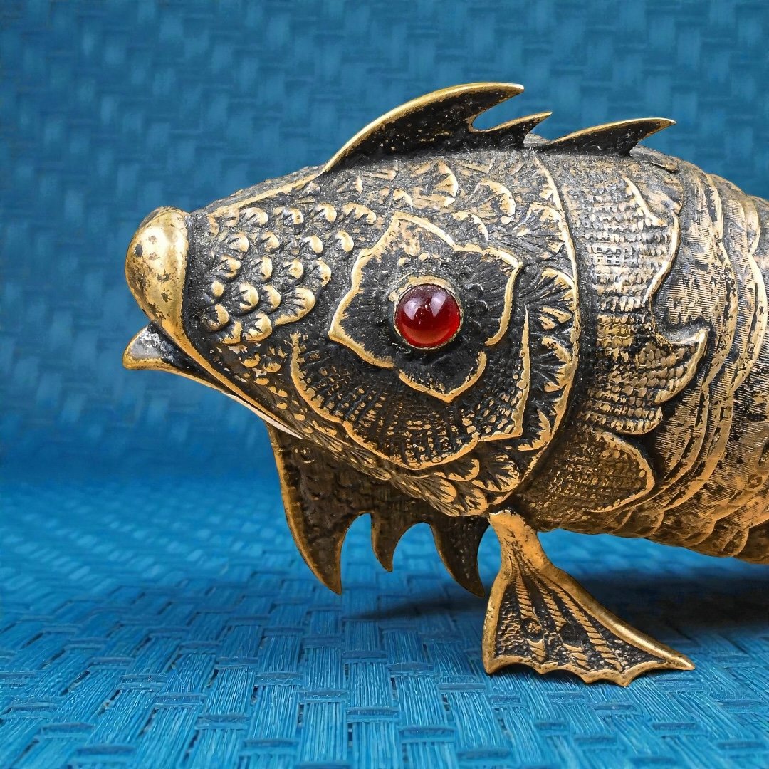 Poisson en Argent Ciselé avec Corps Articulé et Flexible - Espagne, XXe siècle-photo-2